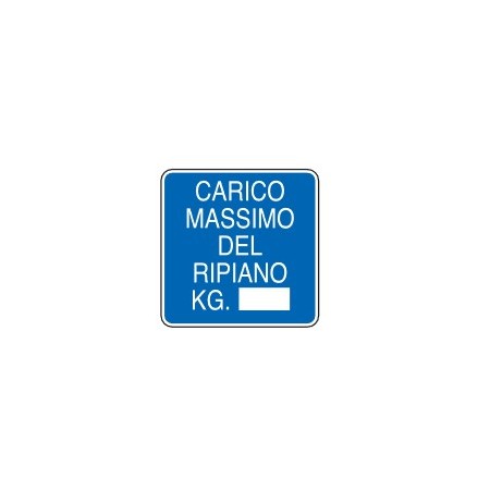 CARTELLI DI INFORMAZIONE   CARICO MASSIMO DEL RIPIANO KG. PROD5292