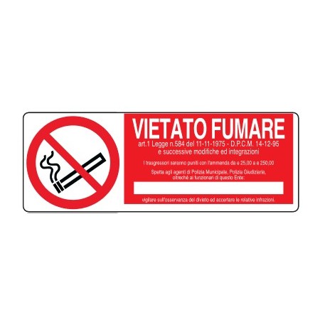 CARTELLI DI DIVIETO  VIETATO FUMARE CON NORMATIVA PROD5031